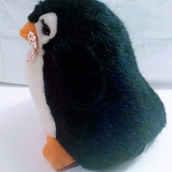 Russ Berrie Fairbanks Plush Penguin Stuffed Animal 7" Tall Heart Bow Tie Plush - Picture 5 of 11